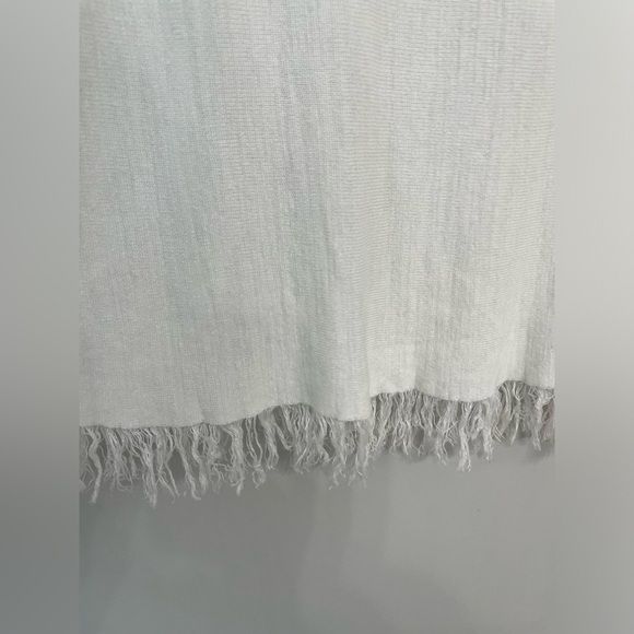 Theory Vendla O White Scoop Back Fringe Linen blend Sleeveless Top Size M 10 - Picture 4 of 8